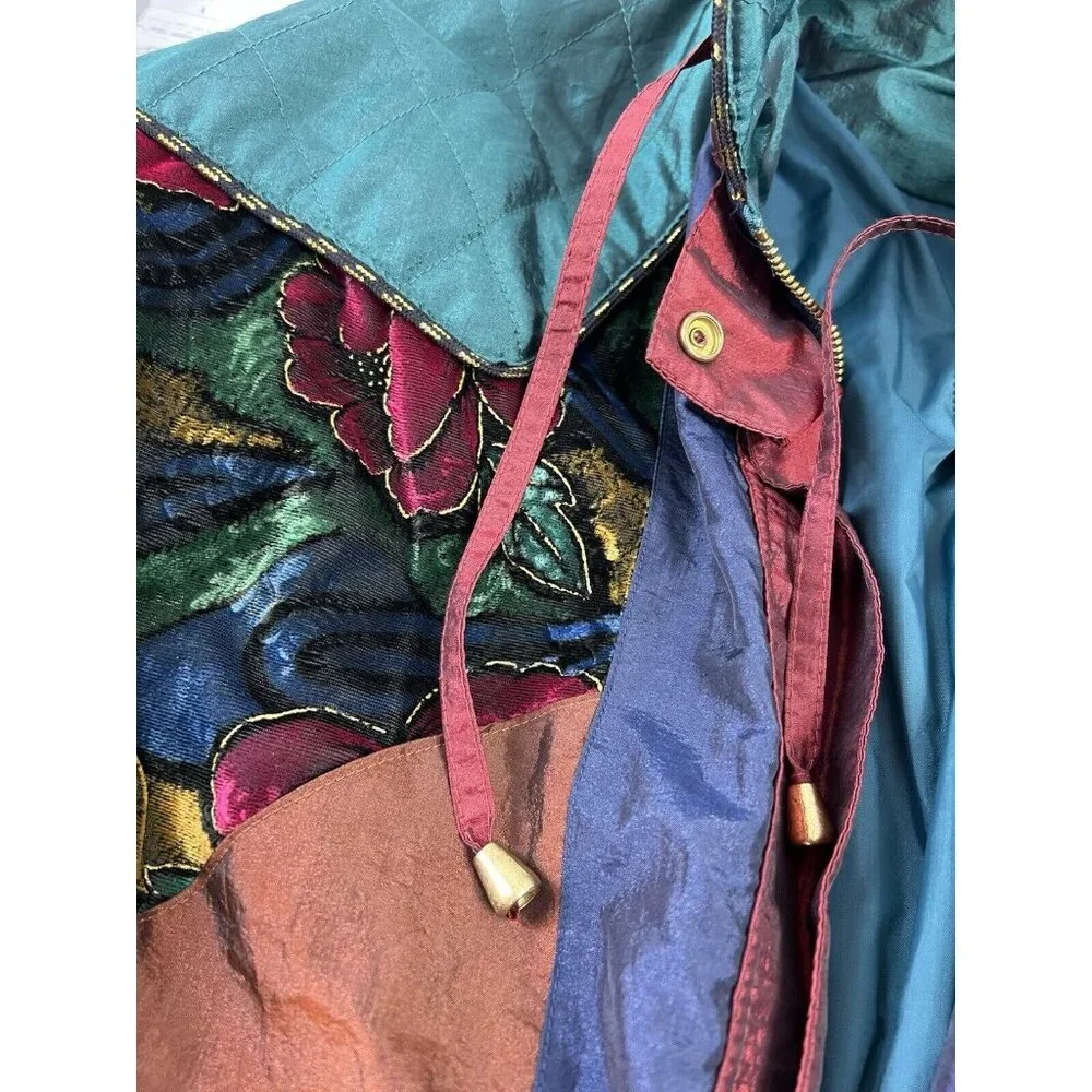 Vintage Westbound Windbreaker Womens L Petites Velvet Burnout Floral Jacket 80s - Picture 13 of 16